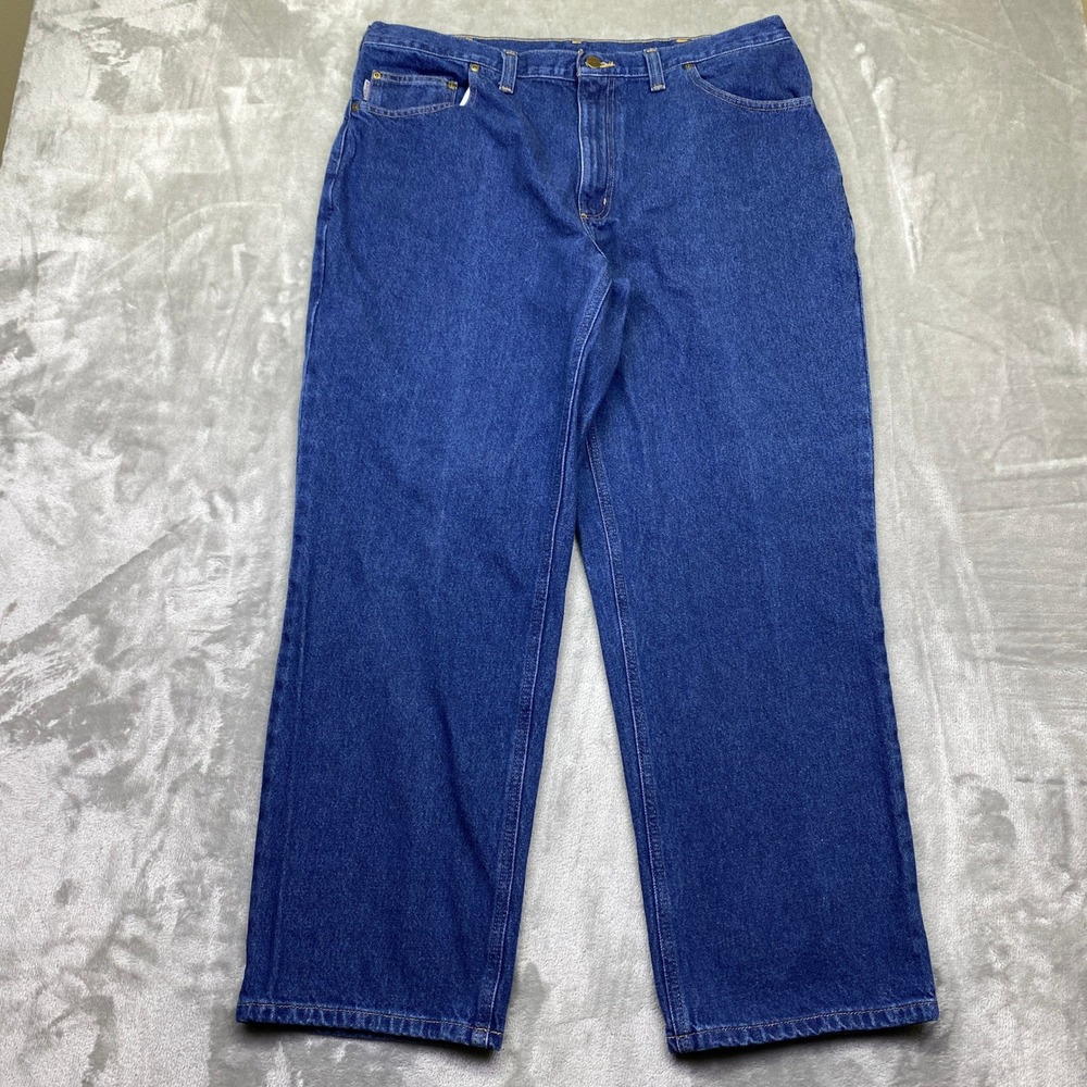 Carhartt Relaxed Fit Jeans Blue Denim‎ Cotton Menswear Sz 38 Fits 37" Chore Barn